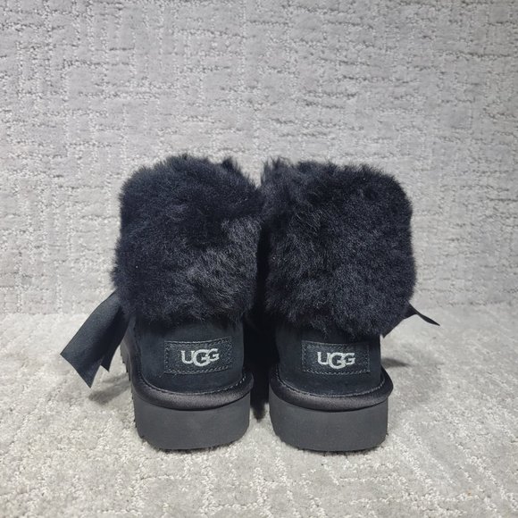 Ugg Bailey Bling Womens Size 5 Black Suede Ankle Fur Trim Snow Boots 1106909 NEW - Picture 8 of 10
